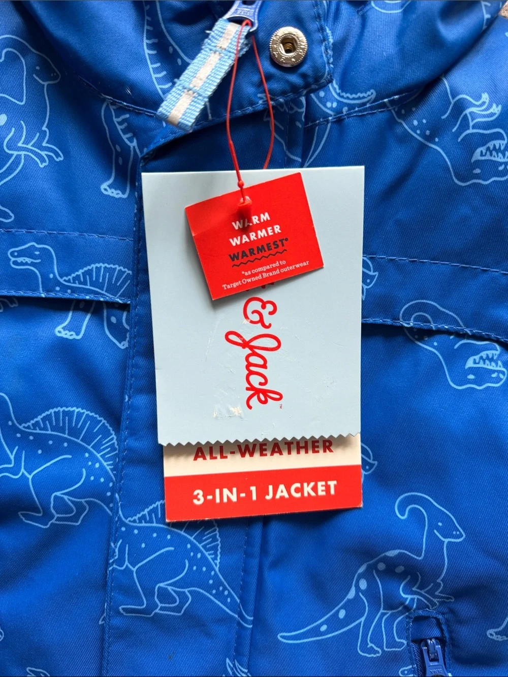 Cat & Jack 3-in-1 Snowplay Jacket Blue Dinosaur All-Weather Coat Boys 2T NWT